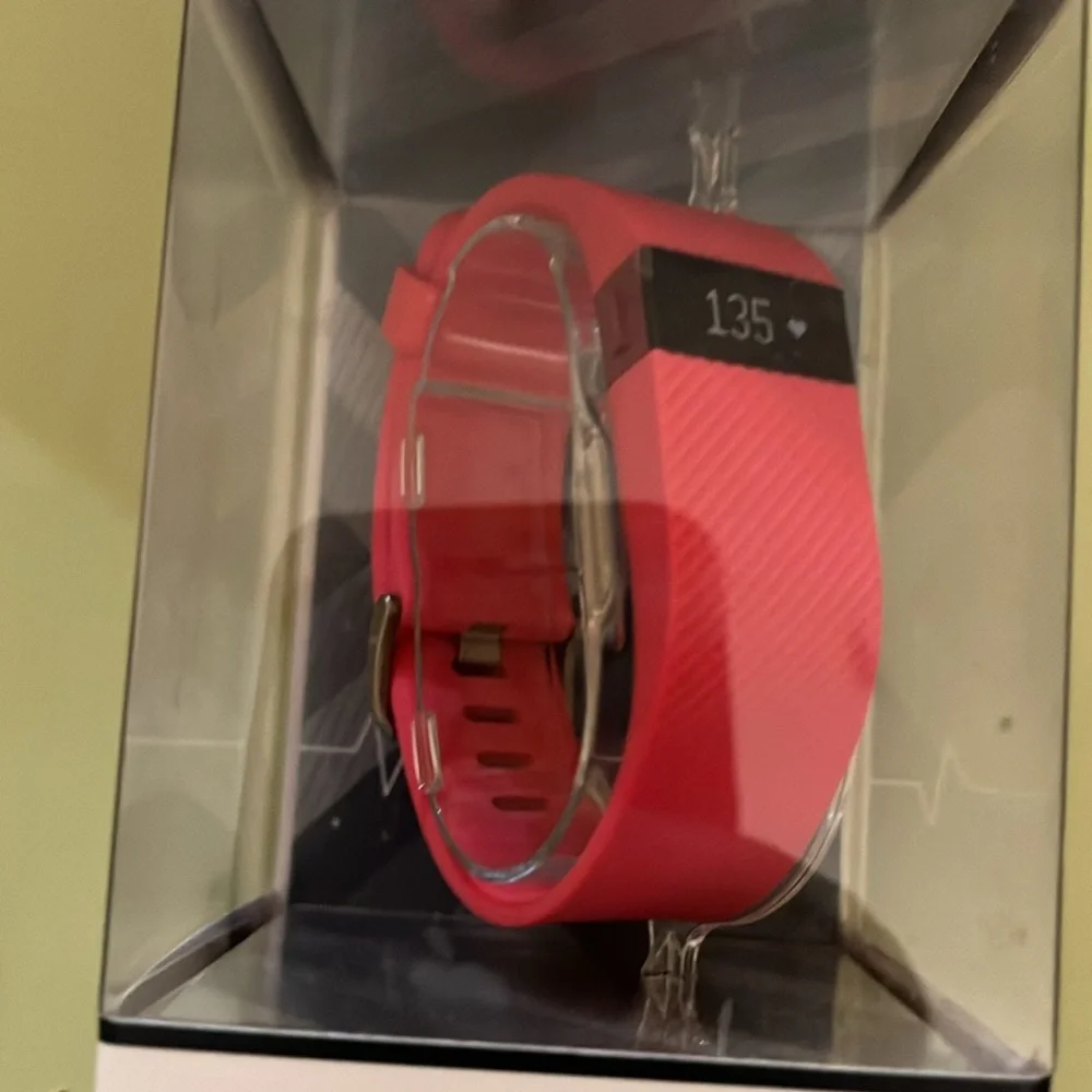NIB Fitbit ChargeHR unopened pink heart rate and activity wristband, size large